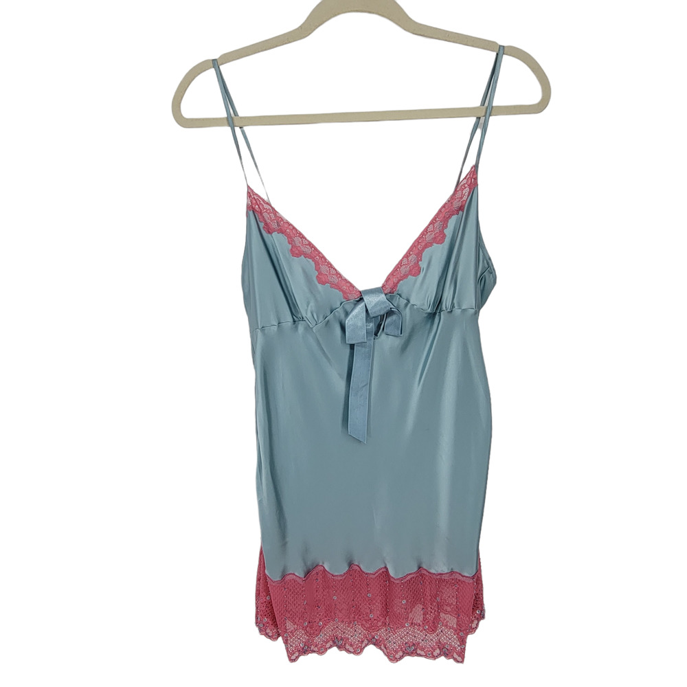 Jacalyn Bennett for Fredericks Women's Silk Embellished Babydoll Dress Size L